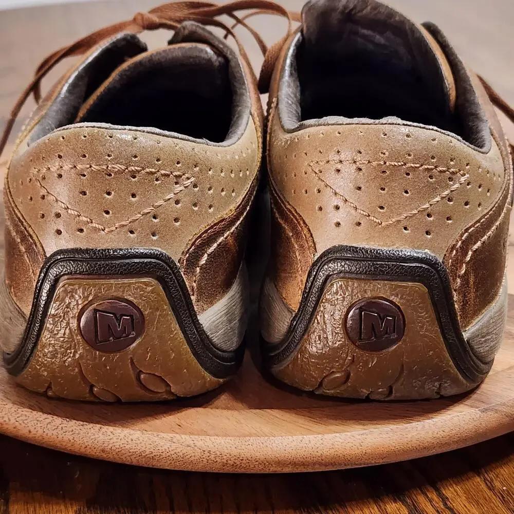Merrell Casual Shoes Mens Size 12 Brown Leather Lace Up Comfort Walking Sneaker